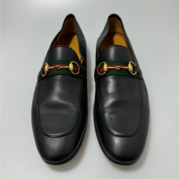 Gucci Web Brixton Leather Loafers Black Men’s Size GG 10/US 11 - Picture 2 of 9